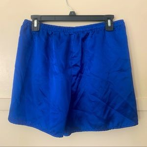Metallic Cobalt Satin Sleep Shorts